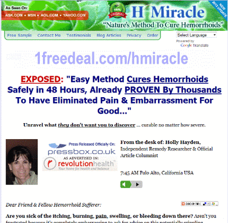 Hemorrhoid Miracle Website.